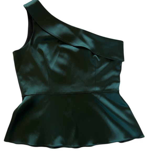 Antonio Melani One-Shoulder Peplum Top Emerald Green L - Picture 2 of 8